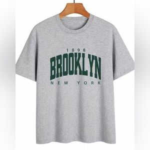 Unisex M Gray Short Sleeve Shirt Brooklyn New York Mens Women’s Top Size Medium